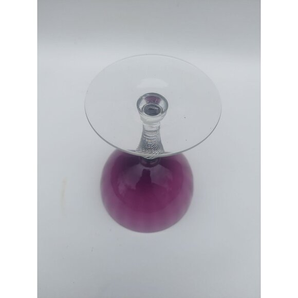 Fry Amethyst 4 7/8" Champagne Sherbet w Clear Twist Stem - Picture 5 of 5